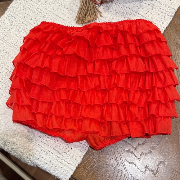 Red Ruffled Women's Skorts - Picture 2 of 3